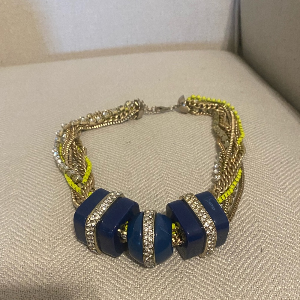 Navy and Rhinestone Statement Necklace